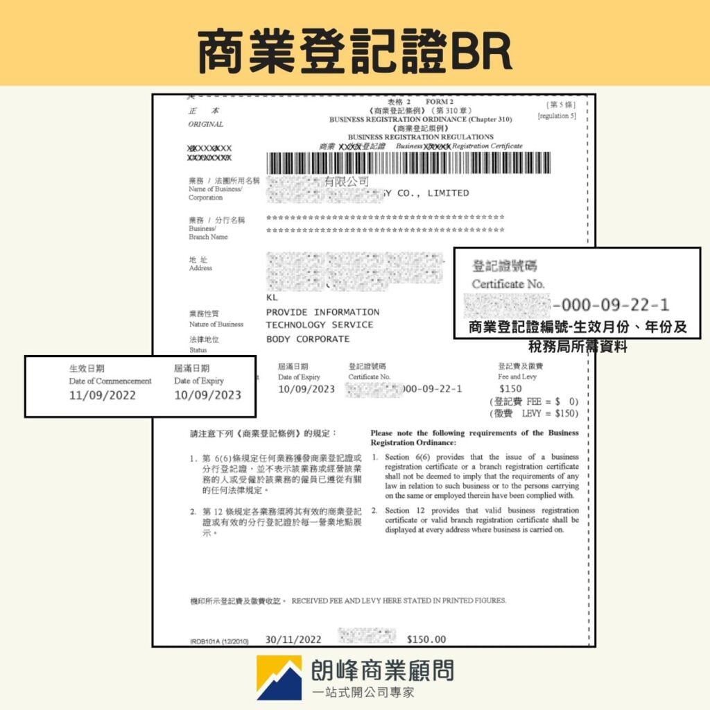 Sample of Business Registration Certificate BR