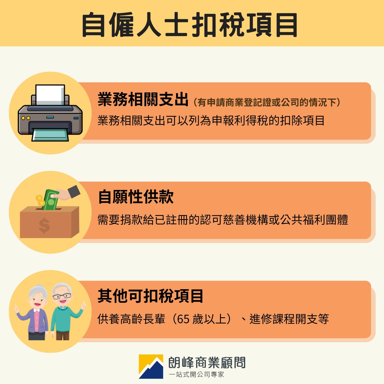 自僱人士哪些可以作為扣稅項目